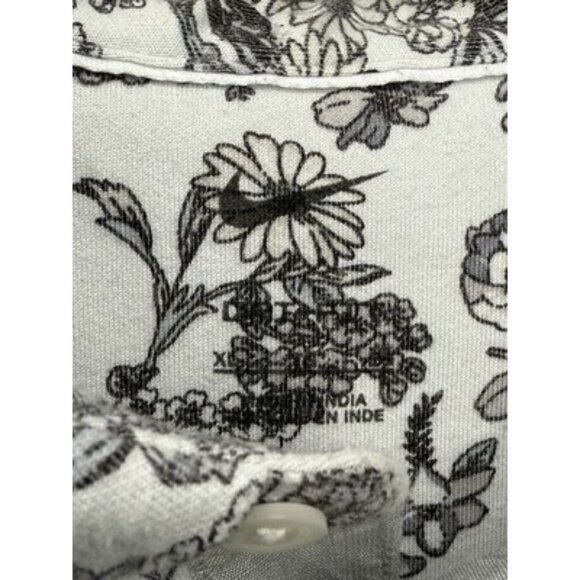 RARE PATTERN Nike Polo Shirt Mens XL Floral Print White Black Short Sleeve - Picture 4 of 8